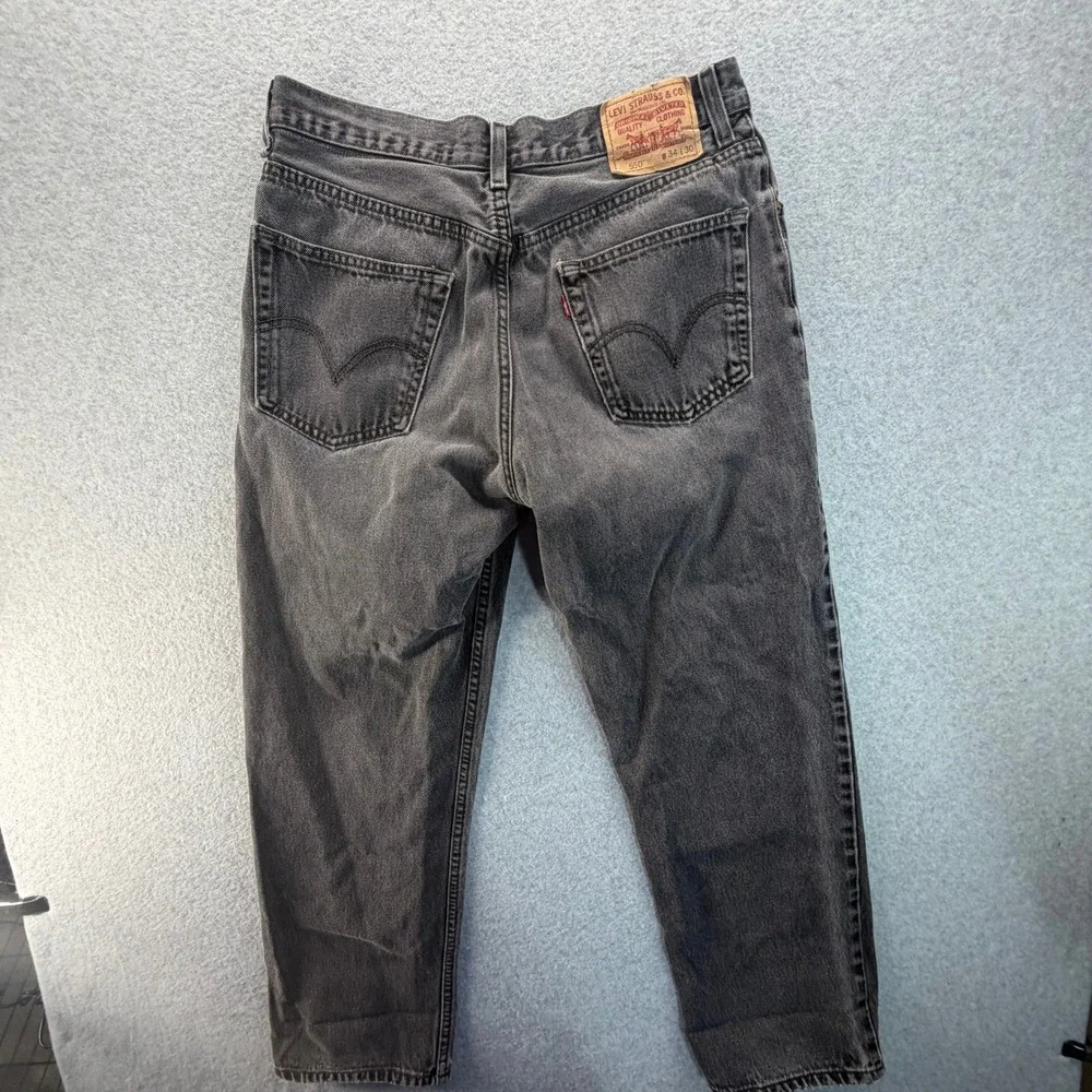 Levis 550 Relaxed Fit Tapered Leg Jeans Mens 34x30 Faded Black Denim Vintage